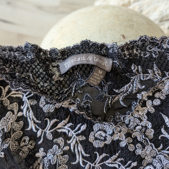 Y2K black sheer lingerie top with lace detailing - Picture 2 of 6